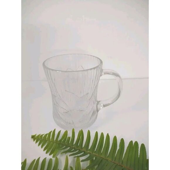 Arcoroc Canterbury Crocus Clear Glass Mug Coffee Cup Tea Tulip Vintage - Picture 2 of 9